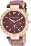 Buy Shop Michael Kors Parker Chronograph Red Dial Red Leather Strap Watch For Women - MK6986 USA Online