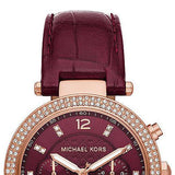 Buy Shop Michael Kors Parker Chronograph Red Dial Red Leather Strap Watch For Women - MK6986 USA Online