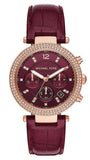 Buy Shop Michael Kors Parker Chronograph Red Dial Red Leather Strap Watch For Women - MK6986 USA Online