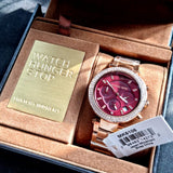 Buy Shop Michael Kors Parker Chronograph Red Dial Rose Gold Steel Strap Watch For Women - MK6106 USA Online
