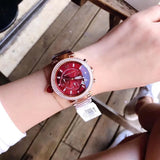 Buy Shop Michael Kors Parker Chronograph Red Dial Rose Gold Steel Strap Watch For Women - MK6106 USA Online