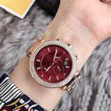 Buy Shop Michael Kors Parker Chronograph Red Dial Rose Gold Steel Strap Watch For Women - MK6106 USA Online