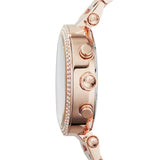 Buy Shop Michael Kors Parker Chronograph Red Dial Rose Gold Steel Strap Watch For Women - MK6106 USA Online