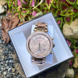 Buy Shop Michael Kors Parker Chronograph Rose Gold Dial Two Tone Steel Strap Watch For Women - MK6832 USA Online