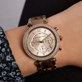 Buy Shop Michael Kors Parker Chronograph Rose Gold Dial Two Tone Steel Strap Watch For Women - MK6832 USA Online