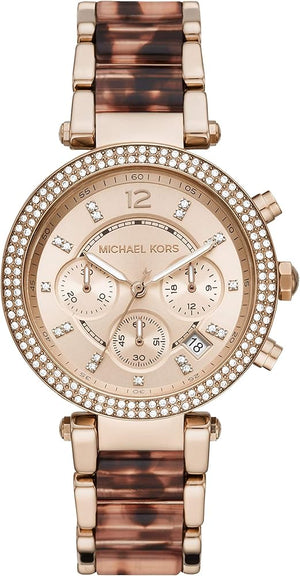 Buy Shop Michael Kors Parker Chronograph Rose Gold Dial Two Tone Steel Strap Watch For Women - MK6832 USA Online
