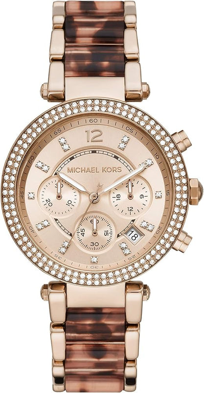 Buy Shop Michael Kors Parker Chronograph Rose Gold Dial Two Tone Steel Strap Watch For Women - MK6832 USA Online