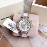 Buy Shop Michael Kors Parker Chronograph Silver Dial Silver Steel Strap Watch For Women - MK6354 USA Online
