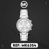 Buy Shop Michael Kors Parker Chronograph Silver Dial Silver Steel Strap Watch For Women - MK6354 USA Online