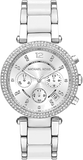 Buy Shop Michael Kors Parker Chronograph Silver Dial Silver Steel Strap Watch For Women - MK6354 USA Online