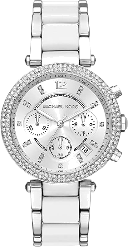 Buy Shop Michael Kors Parker Chronograph Silver Dial Silver Steel Strap Watch For Women - MK6354 USA Online