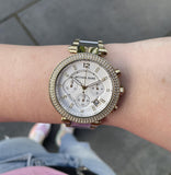 Buy Shop Michael Kors Parker Chronograph Silver Dial Two Tone Steel Strap Watch For Women - MK5687 USA Online