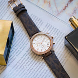 Buy Shop Michael Kors Parker Chronograph White Dial Brown Leather Strap Watch For Women - MK6917 USA Online