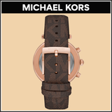 Buy Shop Michael Kors Parker Chronograph White Dial Brown Leather Strap Watch For Women - MK6917 USA Online