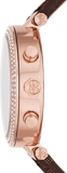 Buy Shop Michael Kors Parker Chronograph White Dial Brown Leather Strap Watch For Women - MK6917 USA Online