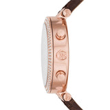 Buy Shop Michael Kors Parker Chronograph White Dial Brown Leather Strap Watch For Women - MK6917 USA Online