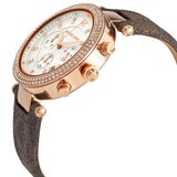 Buy Shop Michael Kors Parker Chronograph White Dial Brown Leather Strap Watch For Women - MK6917 USA Online
