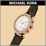 Buy Shop Michael Kors Parker Chronograph White Dial Brown Leather Strap Watch For Women - MK6917 USA Online