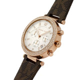 Buy Shop Michael Kors Parker Chronograph White Dial Brown Leather Strap Watch For Women - MK6917 USA Online