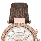 Buy Shop Michael Kors Parker Chronograph White Dial Brown Leather Strap Watch For Women - MK6917 USA Online