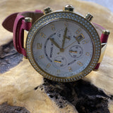 Buy Shop Michael Kors Parker Chronograph White Dial Pink Leather Strap Watch for Women - MK2297 USA Online