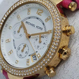 Buy Shop Michael Kors Parker Chronograph White Dial Pink Leather Strap Watch for Women - MK2297 USA Online