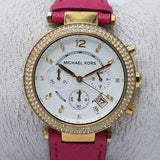 Buy Shop Michael Kors Parker Chronograph White Dial Pink Leather Strap Watch for Women - MK2297 USA Online