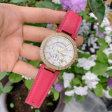 Buy Shop Michael Kors Parker Chronograph White Dial Pink Leather Strap Watch for Women - MK2297 USA Online