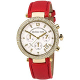 Buy Shop Michael Kors Parker Chronograph White Dial Pink Leather Strap Watch for Women - MK2297 USA Online