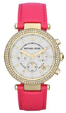 Buy Shop Michael Kors Parker Chronograph White Dial Pink Leather Strap Watch for Women - MK2297 USA Online