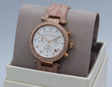 Buy Shop Michael Kors Parker Chronograph White Dial Pink Leather Strap Watch For Women - MK6935 USA Online