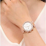 Buy Shop Michael Kors Parker Chronograph White Dial Pink Leather Strap Watch For Women - MK6935 USA Online
