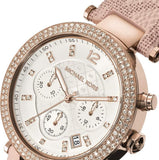 Buy Shop Michael Kors Parker Chronograph White Dial Pink Leather Strap Watch For Women - MK6935 USA Online