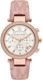 Buy Shop Michael Kors Parker Chronograph White Dial Pink Leather Strap Watch For Women - MK6935 USA Online