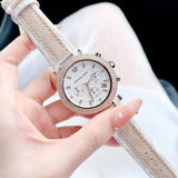 Buy Shop Michael Kors Parker Chronograph White Dial Two Tone Leather Strap Watch For Women - MK6950 USA Online