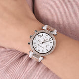 Buy Shop Michael Kors Parker Chronograph White Dial Two Tone Leather Strap Watch For Women - MK6950 USA Online