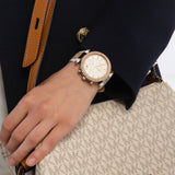 Buy Shop Michael Kors Parker Chronograph White Dial Two Tone Leather Strap Watch For Women - MK6950 USA Online