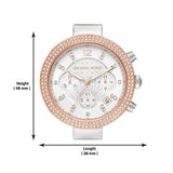 Buy Shop Michael Kors Parker Chronograph White Dial Two Tone Leather Strap Watch For Women - MK6950 USA Online