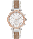 Buy Shop Michael Kors Parker Chronograph White Dial Two Tone Leather Strap Watch For Women - MK6950 USA Online