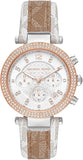 Buy Shop Michael Kors Parker Chronograph White Dial Two Tone Leather Strap Watch For Women - MK6950 USA Online