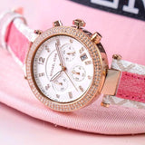 Buy Shop Michael Kors Parker Chronograph White Dial Two Tone Leather Strap Watch For Women - MK6951 USA Online