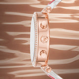 Buy Shop Michael Kors Parker Chronograph White Dial Two Tone Leather Strap Watch For Women - MK6951 USA Online