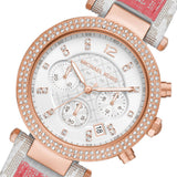 Buy Shop Michael Kors Parker Chronograph White Dial Two Tone Leather Strap Watch For Women - MK6951 USA Online