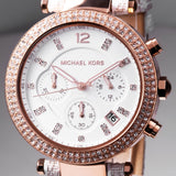 Buy Shop Michael Kors Parker Chronograph White Dial Two Tone Leather Strap Watch For Women - MK6951 USA Online