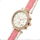 Buy Shop Michael Kors Parker Chronograph White Dial Two Tone Leather Strap Watch For Women - MK6951 USA Online