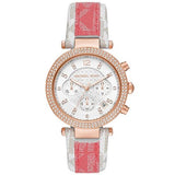 Buy Shop Michael Kors Parker Chronograph White Dial Two Tone Leather Strap Watch For Women - MK6951 USA Online