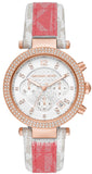 Buy Shop Michael Kors Parker Chronograph White Dial Two Tone Leather Strap Watch For Women - MK6951 USA Online