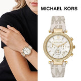 Buy Shop Michael Kors Parker Chronograph White Dial White Leather Strap Watch For Women - MK6916 USA Online