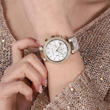 Buy Shop Michael Kors Parker Chronograph White Dial White Leather Strap Watch For Women - MK6916 USA Online
