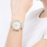 Buy Shop Michael Kors Parker Chronograph White Dial White Leather Strap Watch For Women - MK6916 USA Online